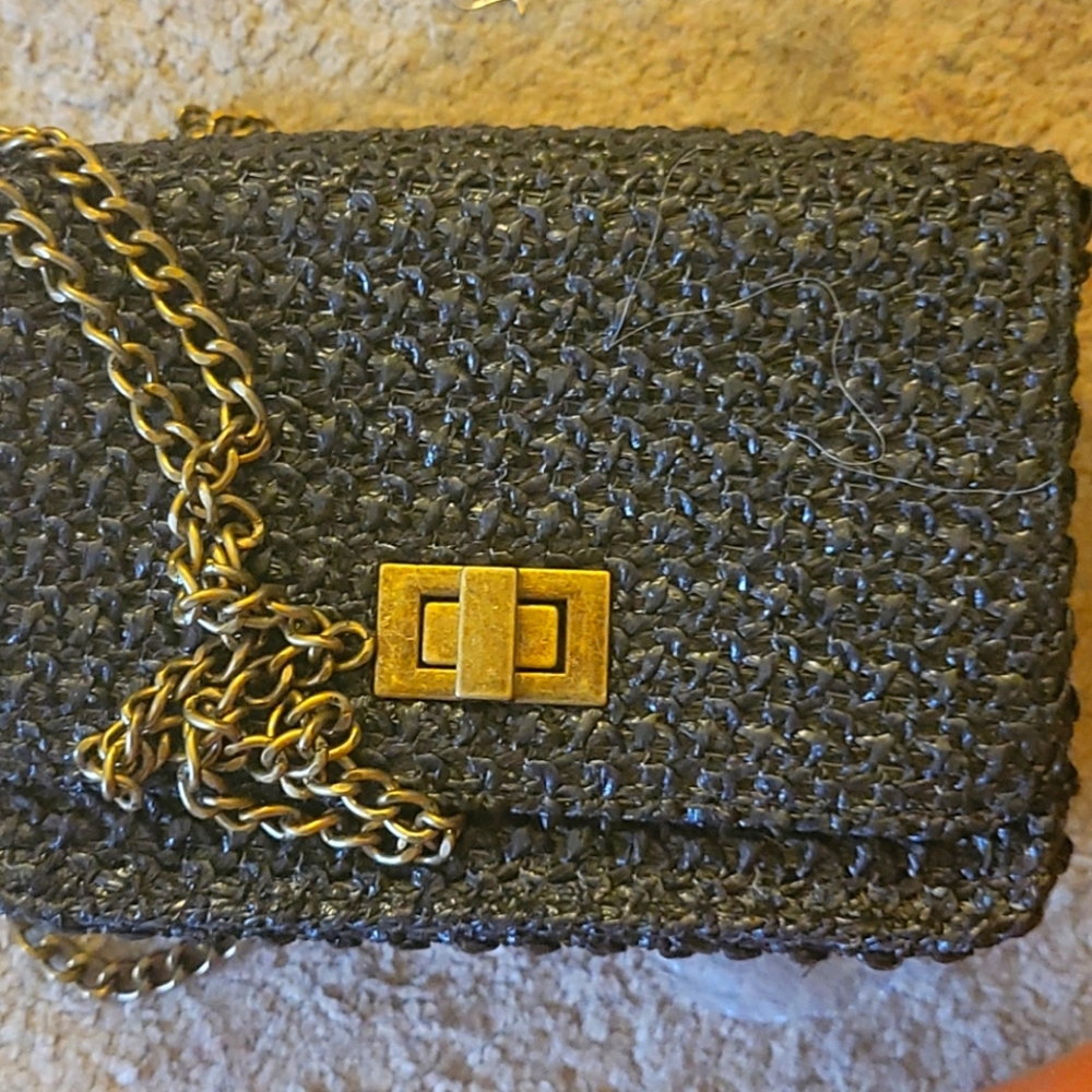 Fashion Women Chain Shoulder Bags Weaving Black